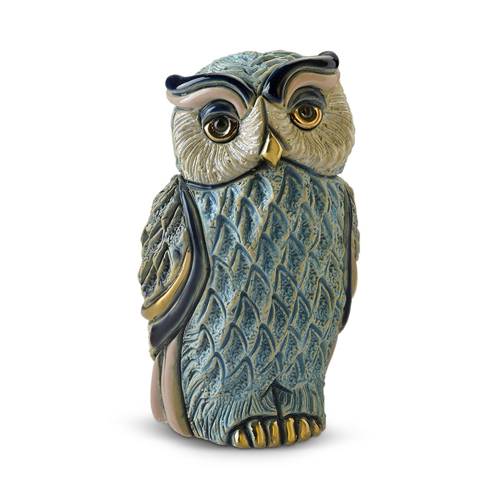 Turquoise Owl Figurine by De Rosa