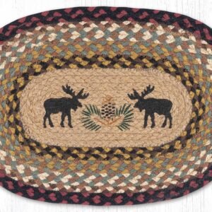 13″x19″ Hand Stenciled Oval Placemat with Black Moose Design
