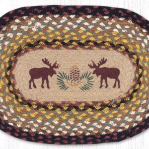 13″x19″ Hand Stenciled Oval Placemat with Moose Pinecone Design