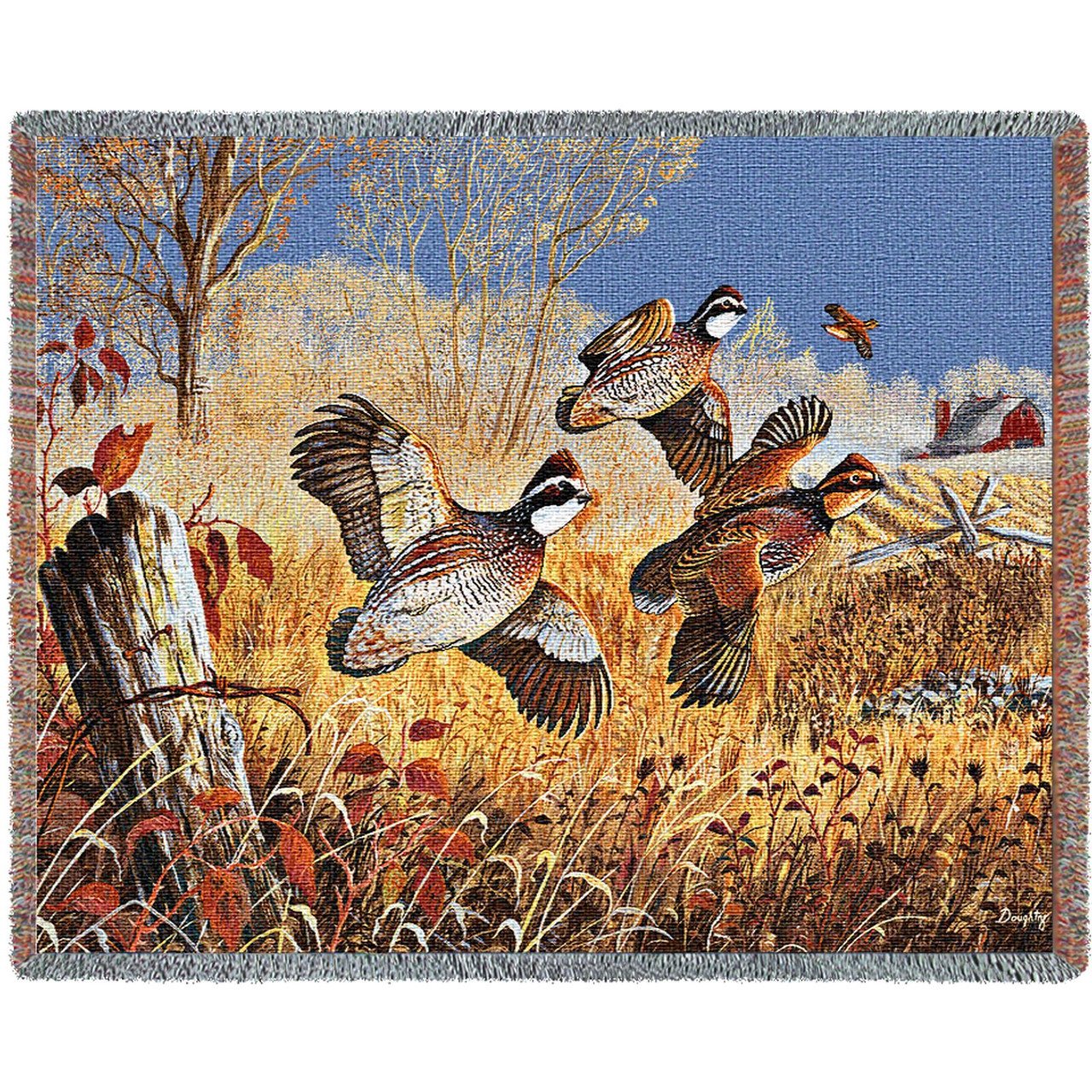 Back Forty Flush Quail Cotton Woven Blanket Throw – Made in the USA (72×54)