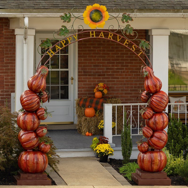 9.7 Ft. Tall Large “Happy Harvest” Arch With Pumpkins