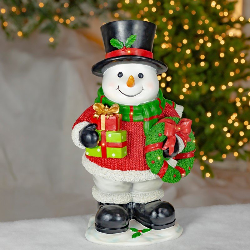 25.1" Tall Polyresin Light-Up Snowman Christmas Decoration "Sir Melts-A-Lot"