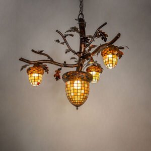 48" Wide Acorn Branch 4 Light Chandelier