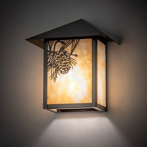 9" Wide Seneca Winter Pine Wall Sconce