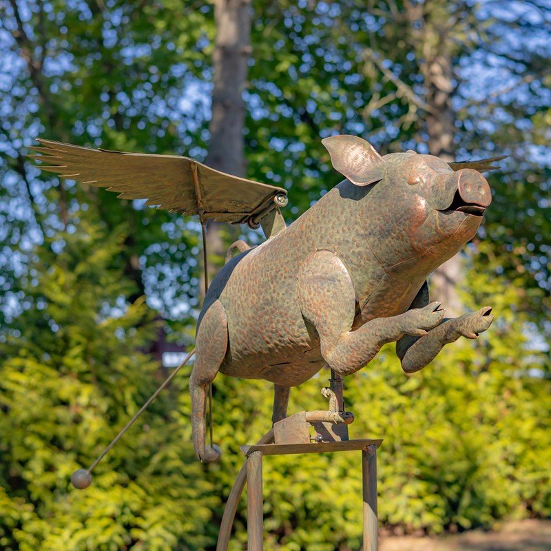 6.5ft. Tall Rustic Flying Bronze Pig Iron Rocking Stake "Khrysaor"