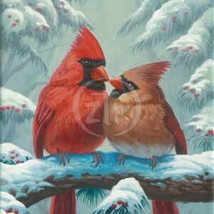 Cardinals in Winter - 12″ x 9″ Limited Edition Canvas
