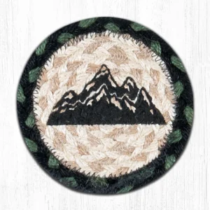 5" Round Hand Stenciled Coaster with Mountain Silhouette Design (Pack of 2)