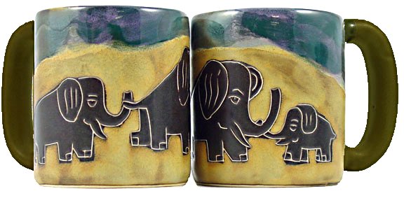 Mara Stoneware 16 Oz. Elephants Mugs (Set of 2)
