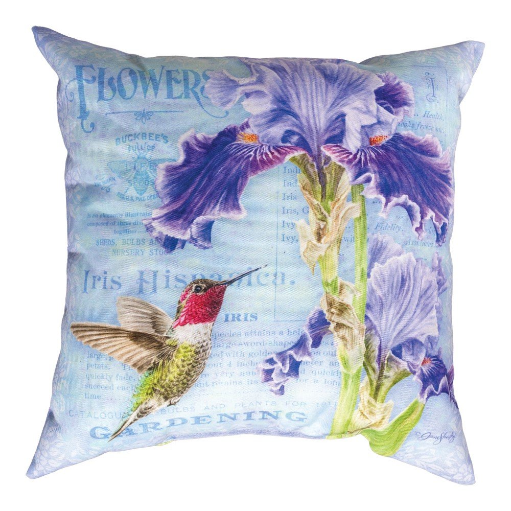 Iris And Hummingbird Climaweave Pillow 18″ x 18″ (Set of 2)