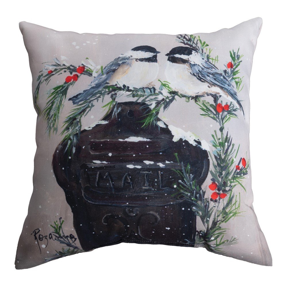 Chickadees On Mailbox Climaweave Pillow 18″ x 18″ (Set of 2)