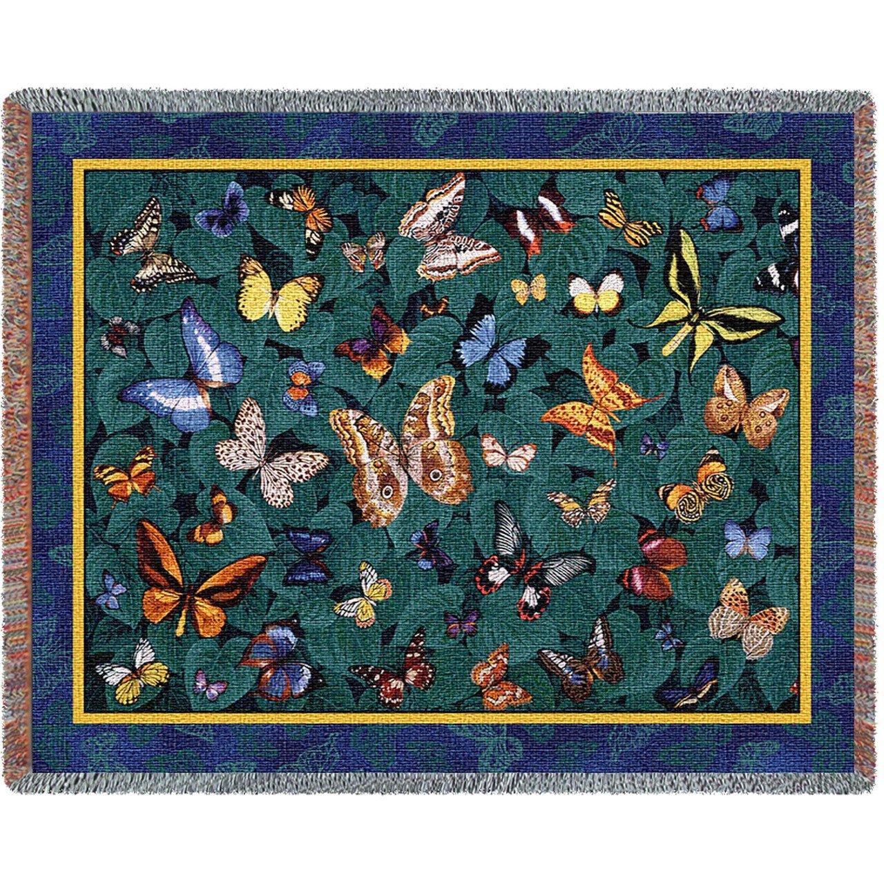Butterfly Dance Cotton Woven Blanket Throw – Made in the USA (72x54)