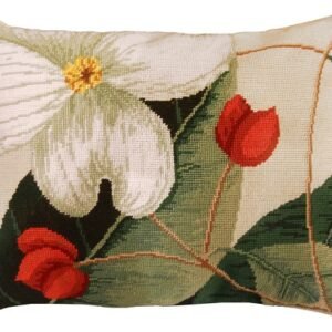 Dogwood Needlepoint Down Throw Pillow