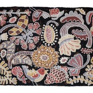 Stunning Hooked Wool Rug "Night Bloomer"
