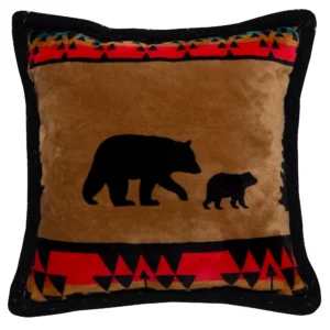 Bear Trails with Black Sherpa Plush Pillow