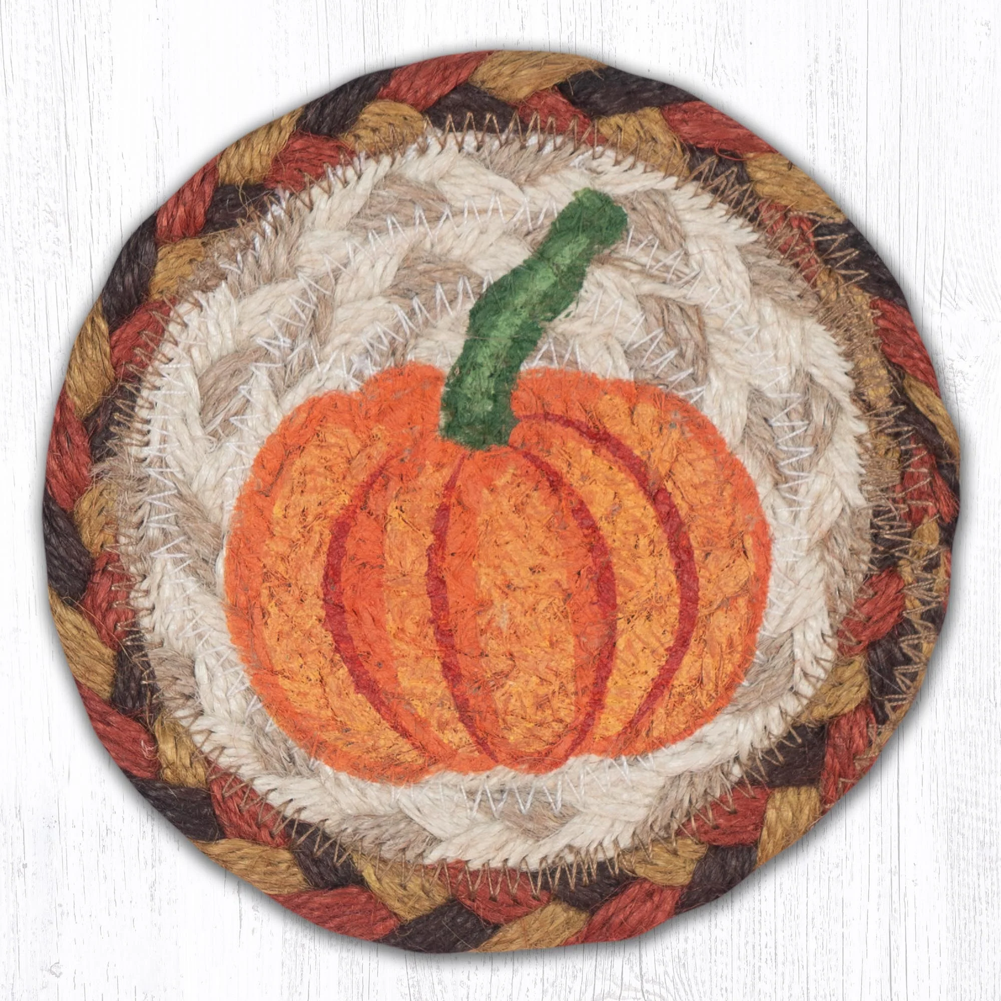 5" Round Hand Stenciled Coaster with Thankful Design (Pack of 2)