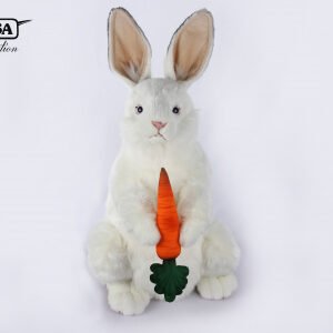 Hansa White Bunny with Carrot Realistic Talking and Singing Animal