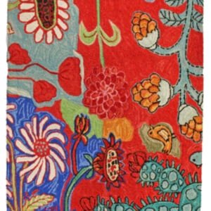 Cactus and Blooms Hand Hooked Wool Rug