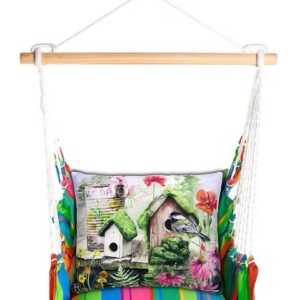 4-Piece Swing Set Le Jardin Nouveau w/ Garden Birdhouses Pillow