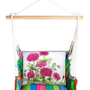 4-Piece Swing Set Le Jardin Nouveau w/ Pink Zinnias Pillow