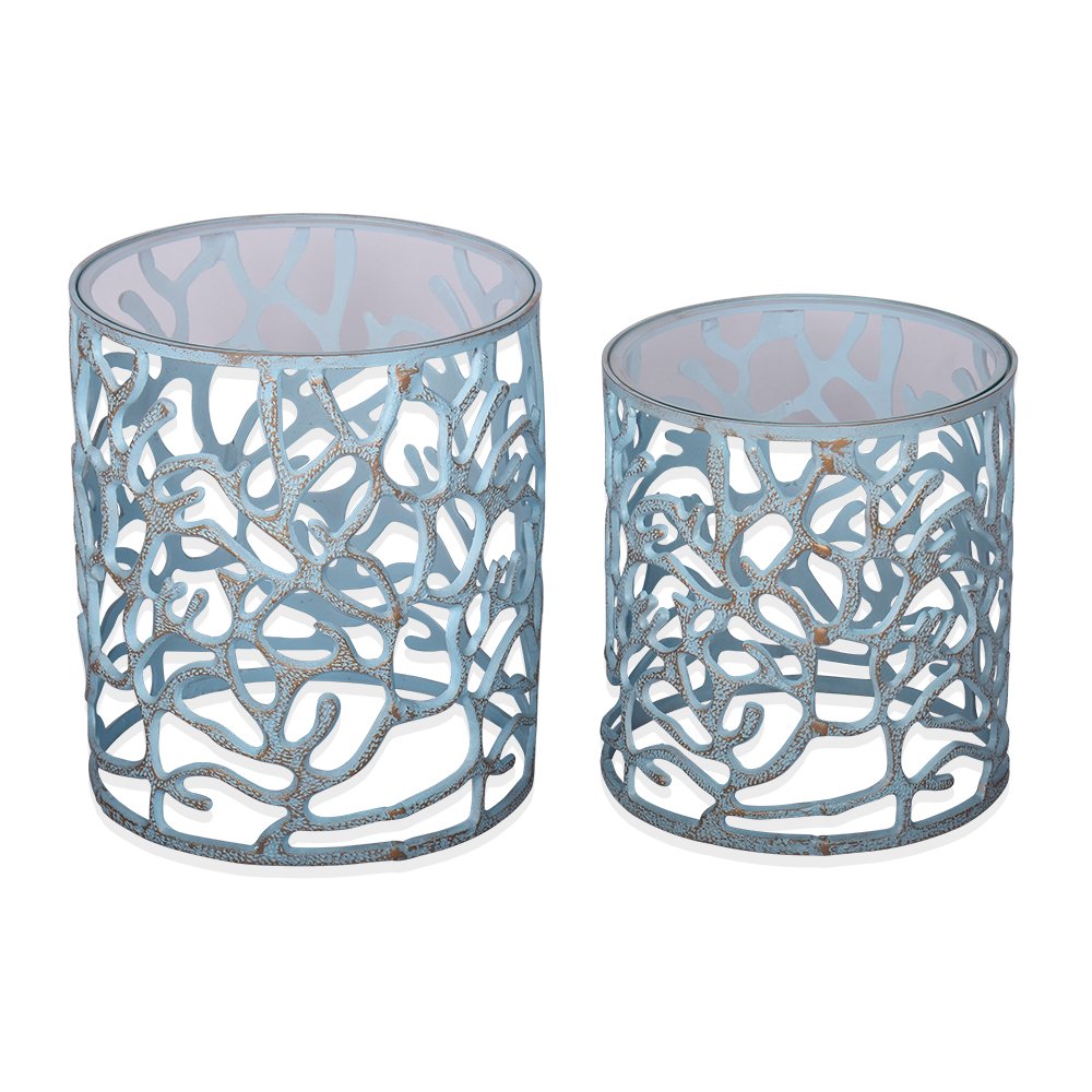 Pair of Indoor/Outdoor Coral Tables