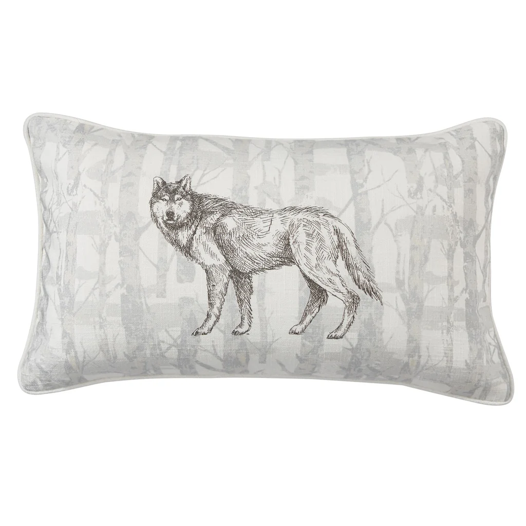 Wild And Beautiful Wolf Printed Pillow 12" X 20" - Feather