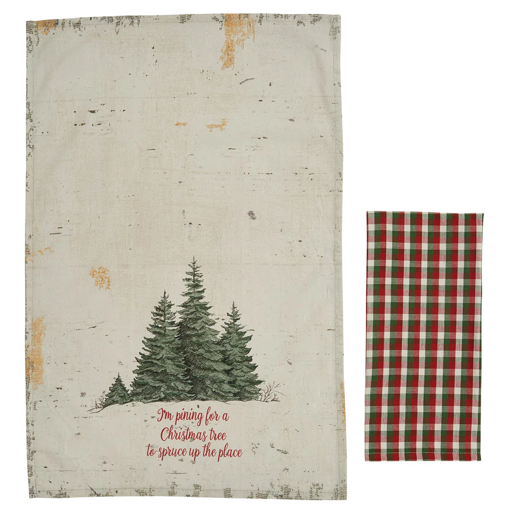 Wild And Beautiful Holiday Christmas Tree Dishtowel (Set of 2)