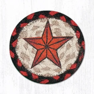 5" Round Hand Stenciled Coaster with Barn Star Design (Pack of 2)