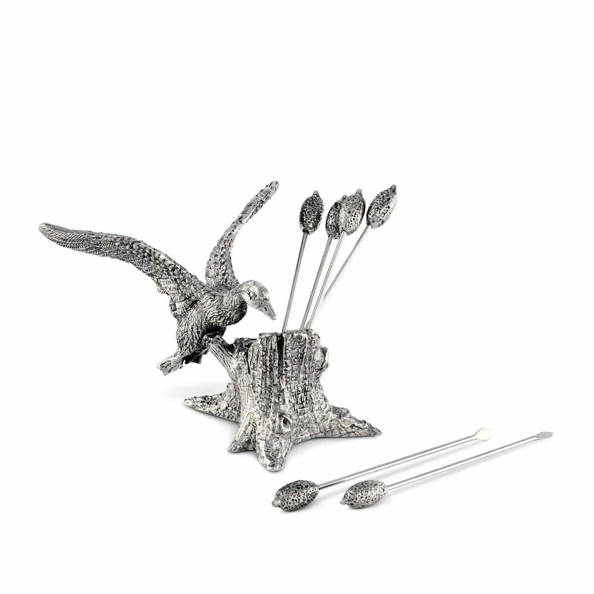 Pewter Mallard Duck Cheese Pick Set