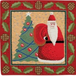 Christmas Hand Hooked Wool Rug – Old St. Nick
