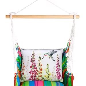 4-Piece Swing Set Le Jardin Nouveau w/ Foxgloves with Hummingbird Pillow