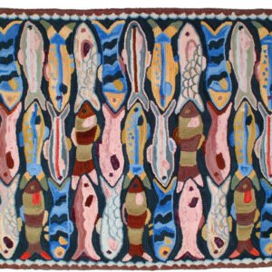 Let's Go Fishing Hand Hooked Cotton Rug - Camp Little River