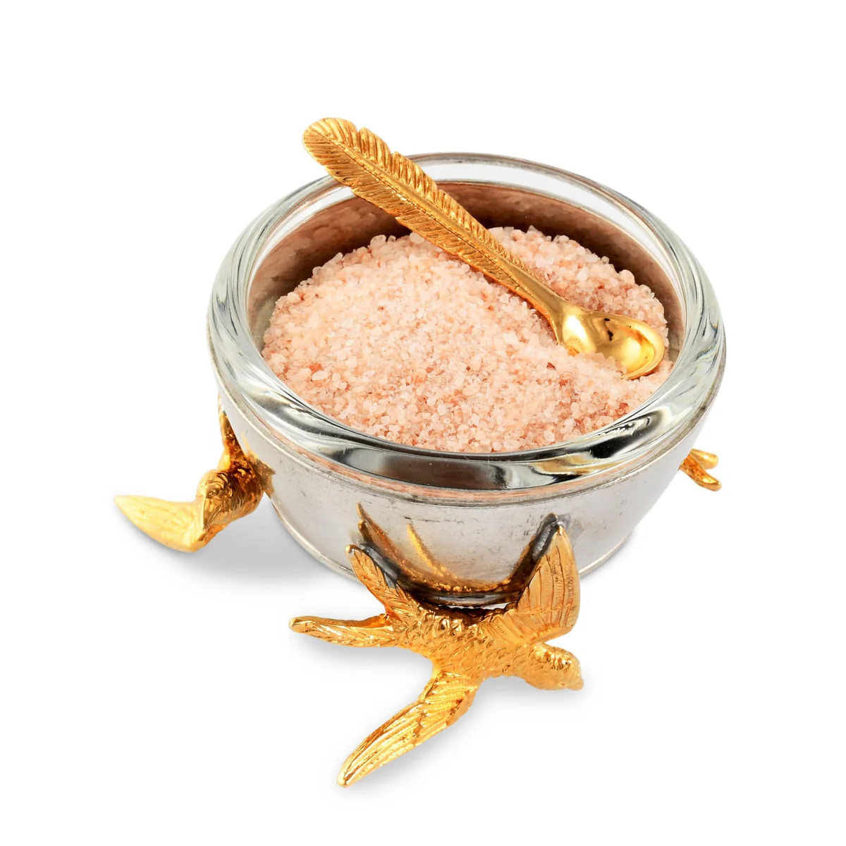 Flying Bird Gold Salt Cellar with Spoon
