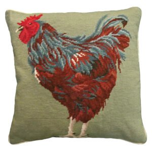 Farm and Ranch Needlepoint Down Throw Pillow – Rhode Island Red Chicken