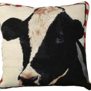 Farm and Ranch Needlepoint Down Throw Pillow – Holstein Cow