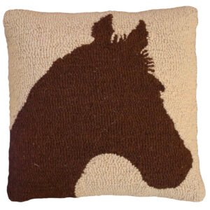 Handmade Hooked Pillow – Farm and Ranch – Reverse Silhouette Horse