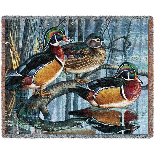 Backwater Woodies Cotton Woven Blanket Throw – Made in the USA (72×54)