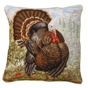 Farm and Ranch Needlepoint Down Throw Pillow – Tom Turkey