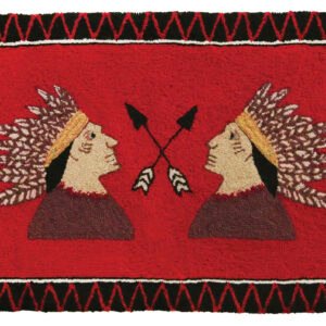 Native American Folk Art Hooked Wool Rug