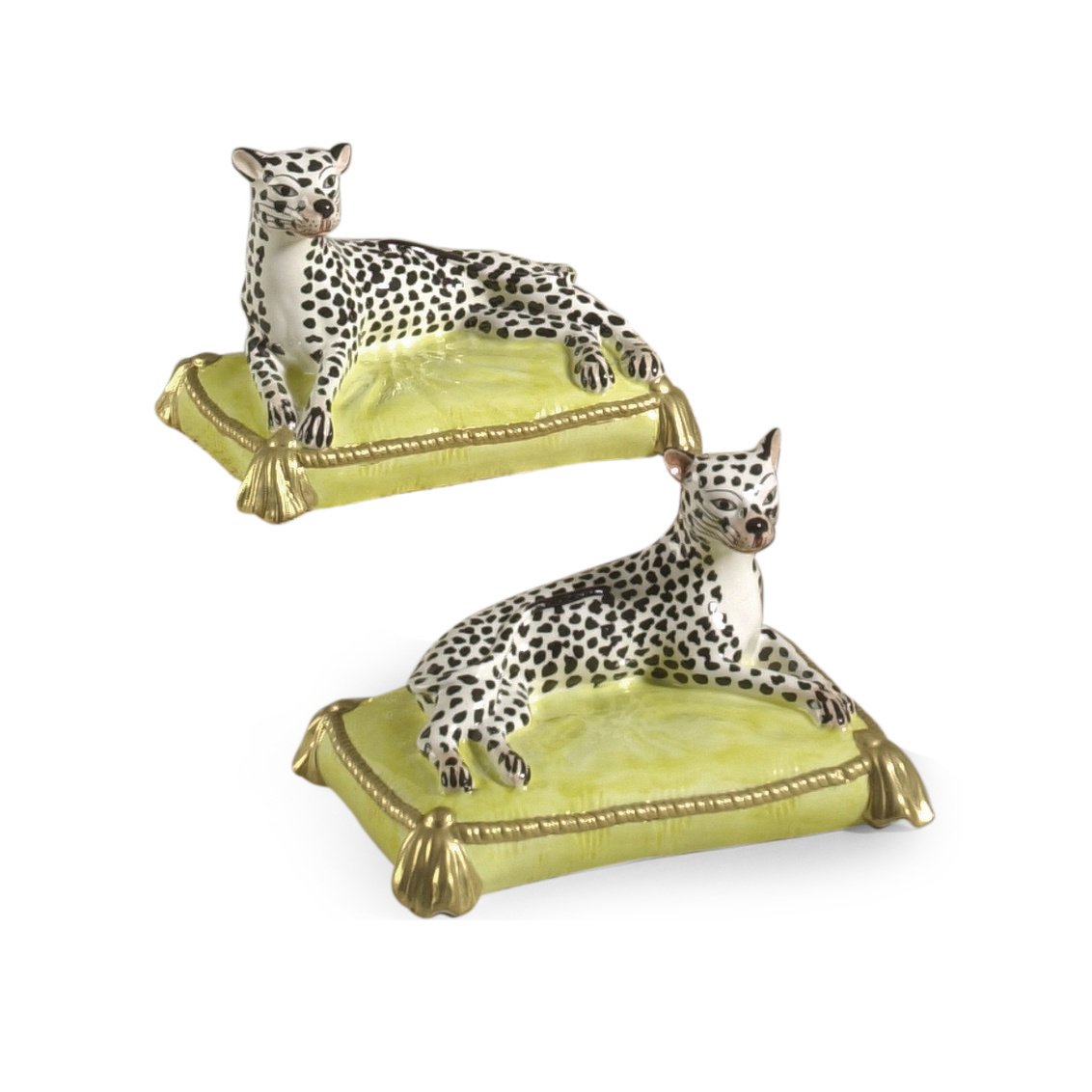 Pair of Leopards Ceramic Figurines