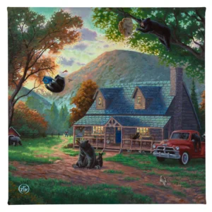 Black Bear Bedlam - 14" x 14" - Gallery Wrapped Canvas