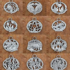 12 Days of Christmas Pewter Ornaments Set by Andy Schumann