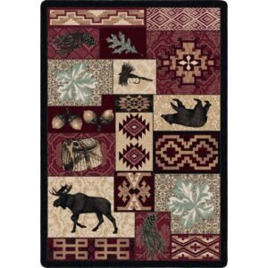 Bear Creek Lodge - Red – Deep Woods Mountain Forest Area Rug