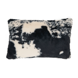 Faux Fur Cow Hide Pillow – Black