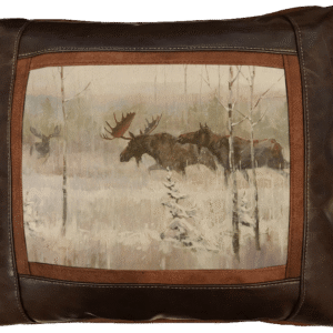 Moose Challenge Leather Frame Pillow by Sweetwater Pillows