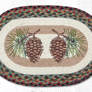 Hand Stenciled Oval Placemat with Pinecone Design 13"x19"