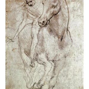 Horse & Rider by Leonardo Da Vinci – 14 1/4 x 22 in. Premium Paper Print